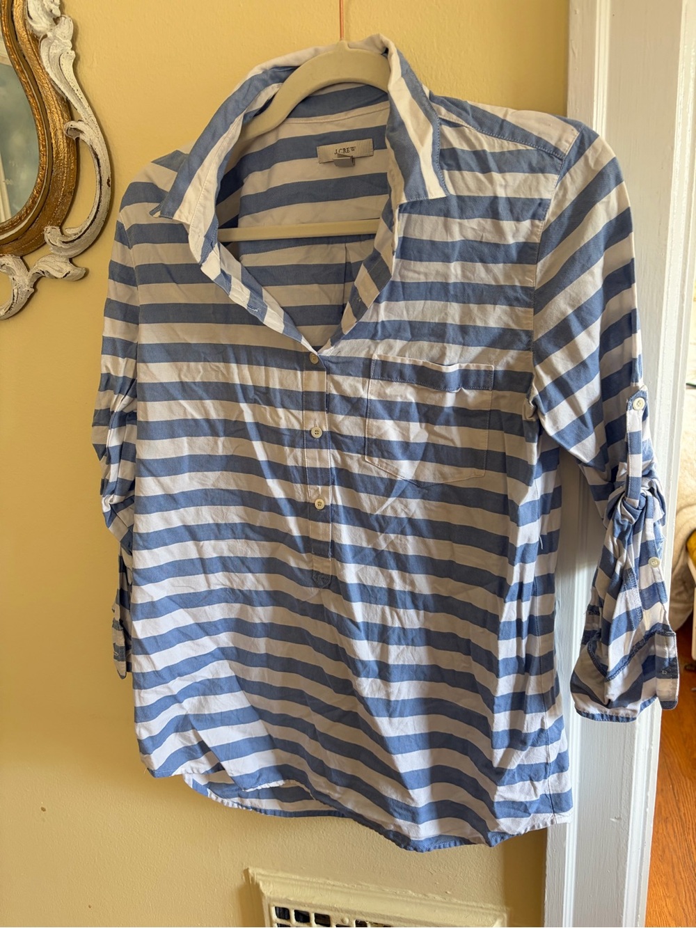 J. Crew Blue & White Striped Shirt size 8